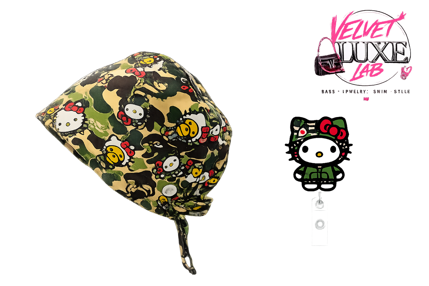 Chic Cute Scrub Cap + Badge Reel Set