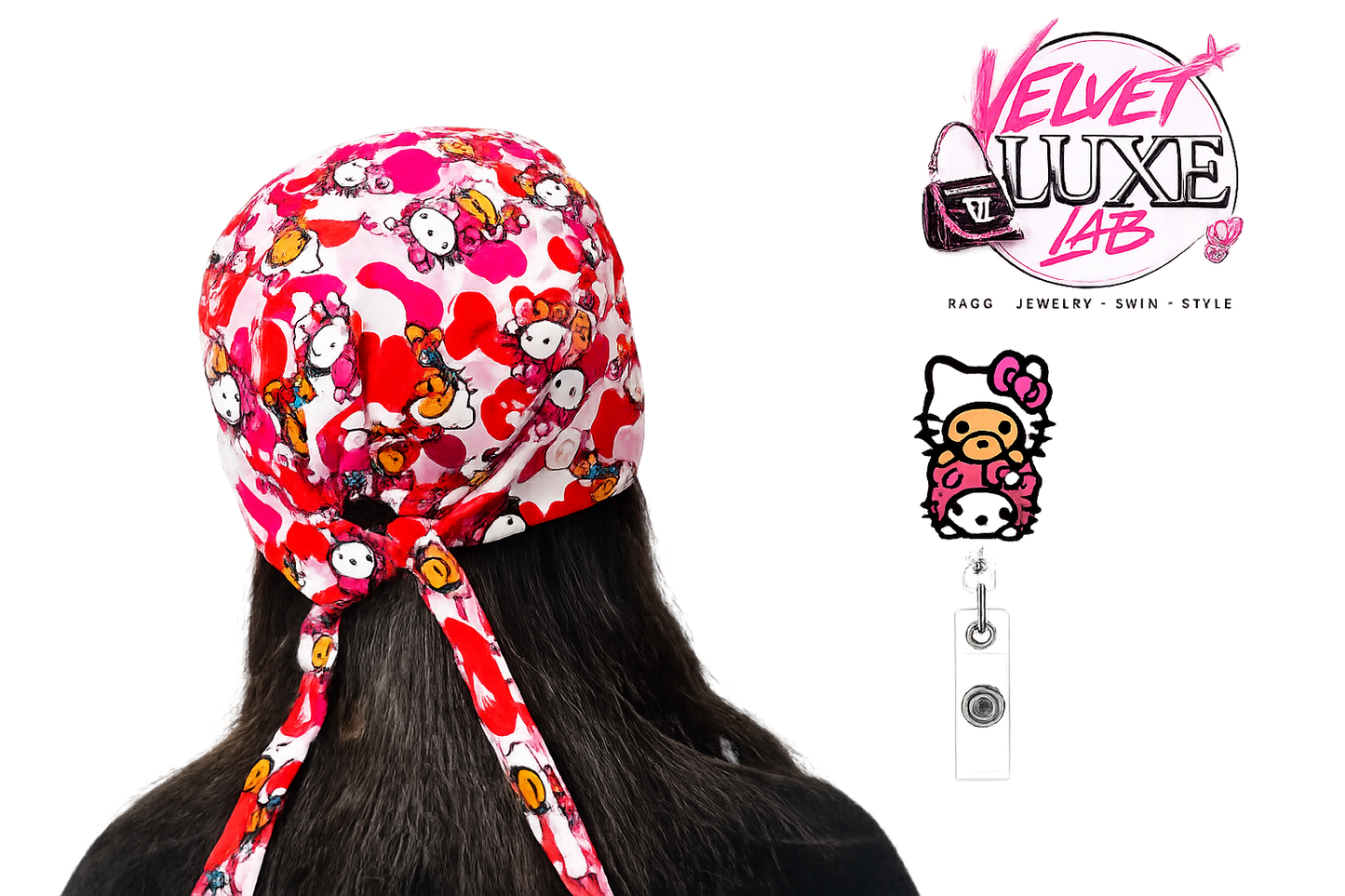Chic Cute Scrub Cap + Badge Reel Set