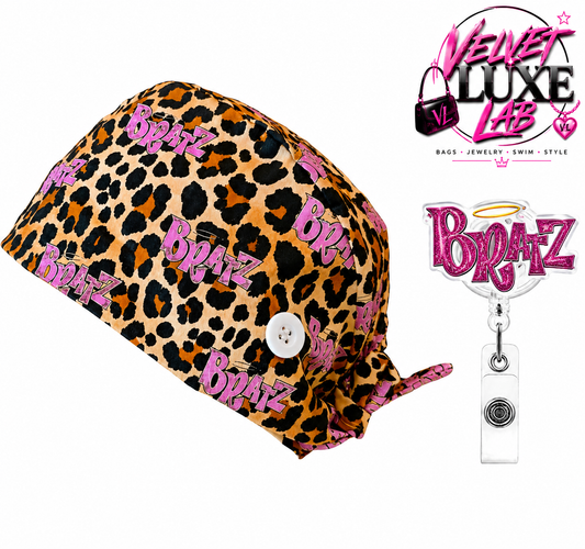 Doll Energy Scrub  Cap + Badge Reel set