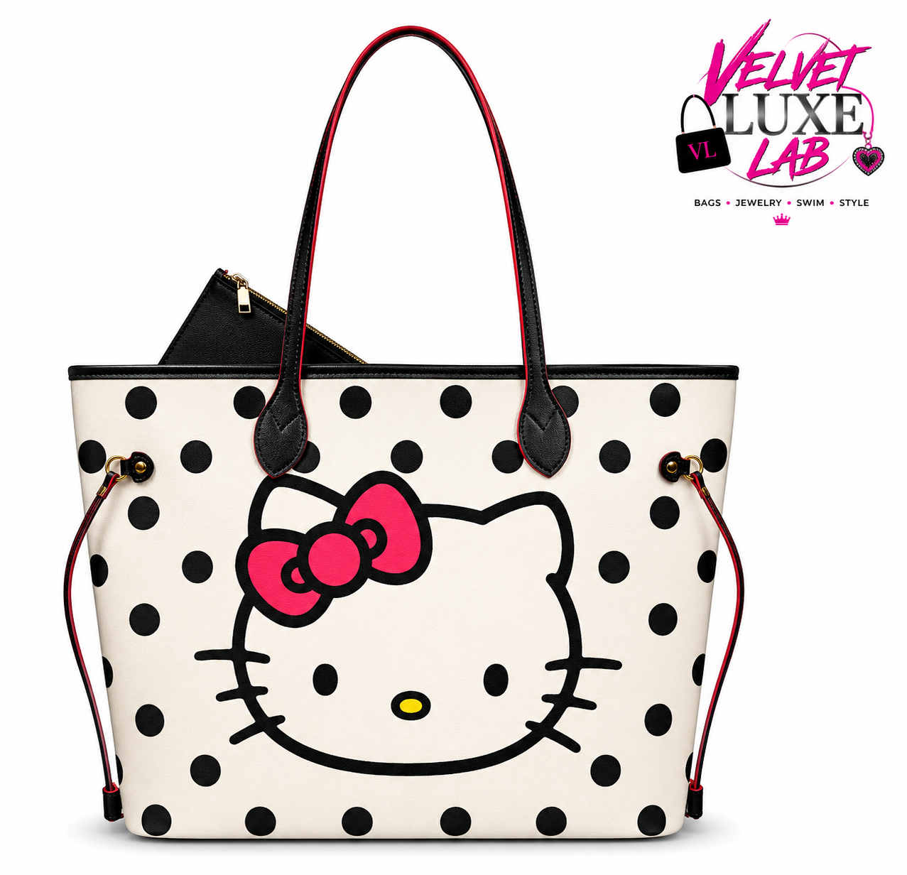 Poka Dot kitty tote bag